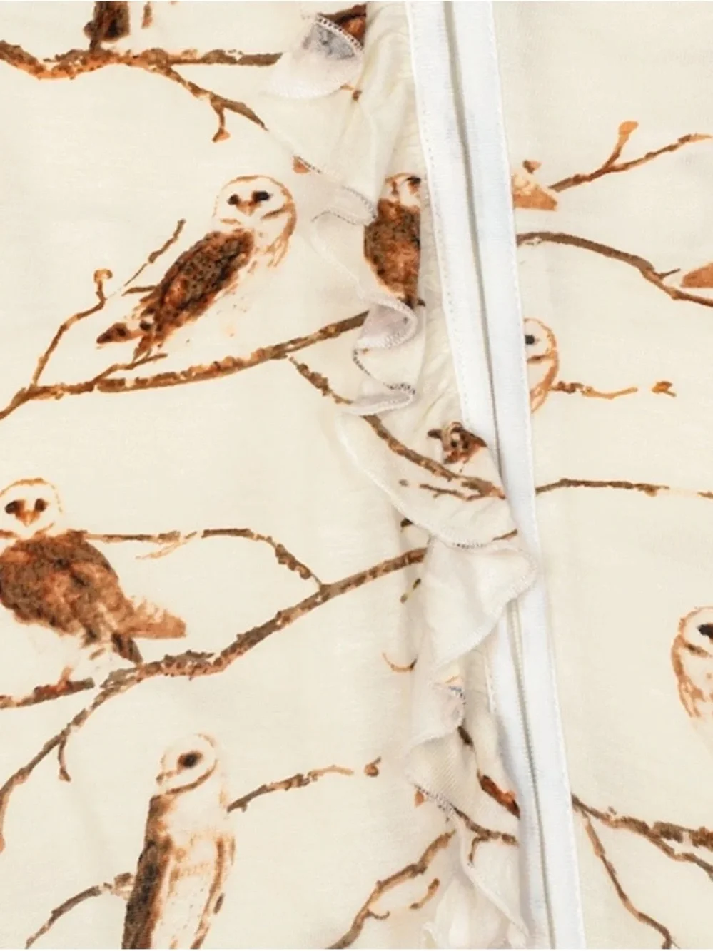 Milkbarn Cream Footed One-Piece with Brown Owl Print